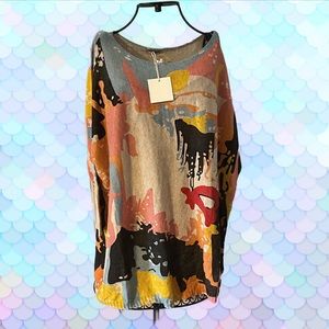 XIKOI WOOL OVERSIZED SWEATER WARM LONG PULLOVER DRESSES FASHION PRINT